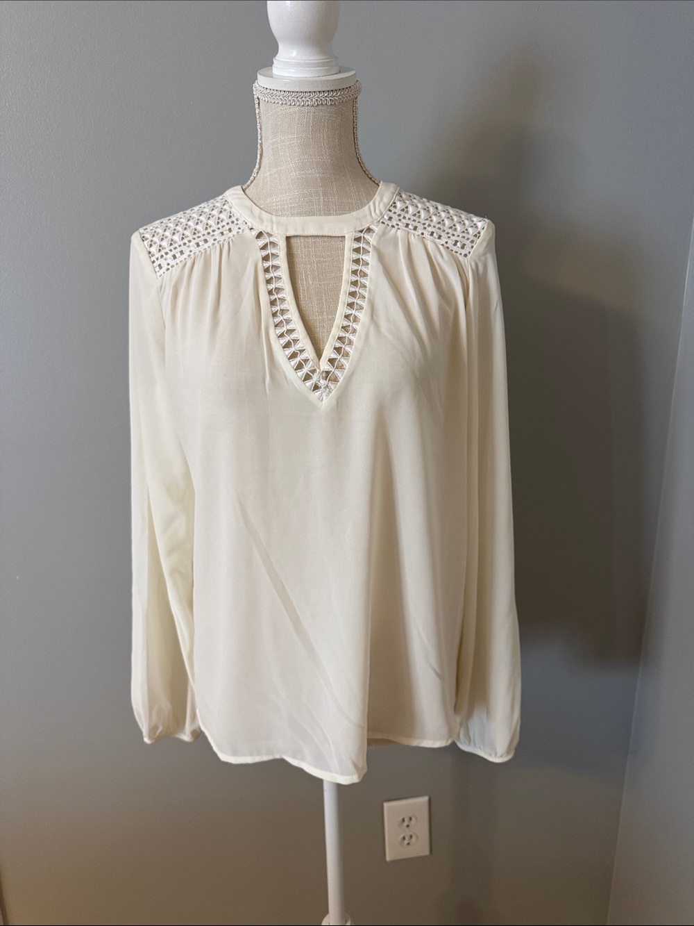 Heartloom Ivory Crochet-Trim V-Neck Blouse